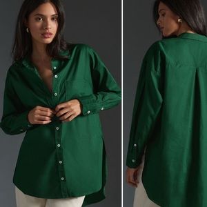 NEW w Tags! Anthropologie Maeve Bennet Buttondown Shirt, szXL, dark green.